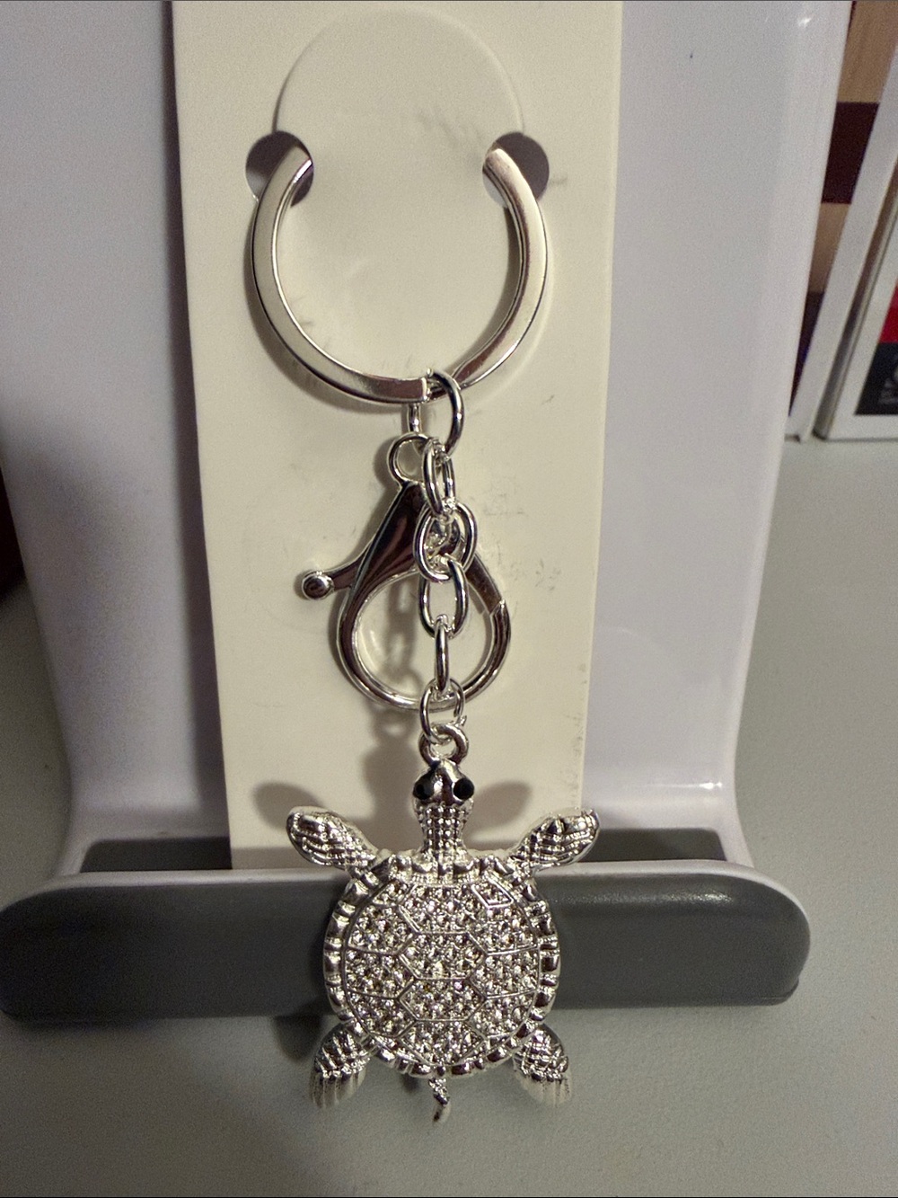 Silver Turtle Keychain Charm